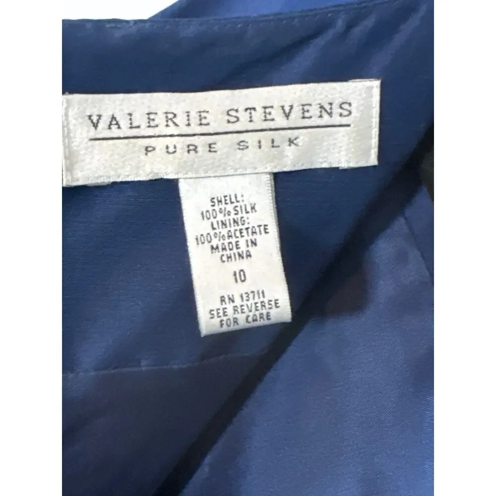 Vintage 100% Silk Sheath Dress Womens 10 Blue Sleeveless Career Wear Simple - Picture 3 of 6